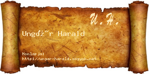 Ungár Harald névjegykártya